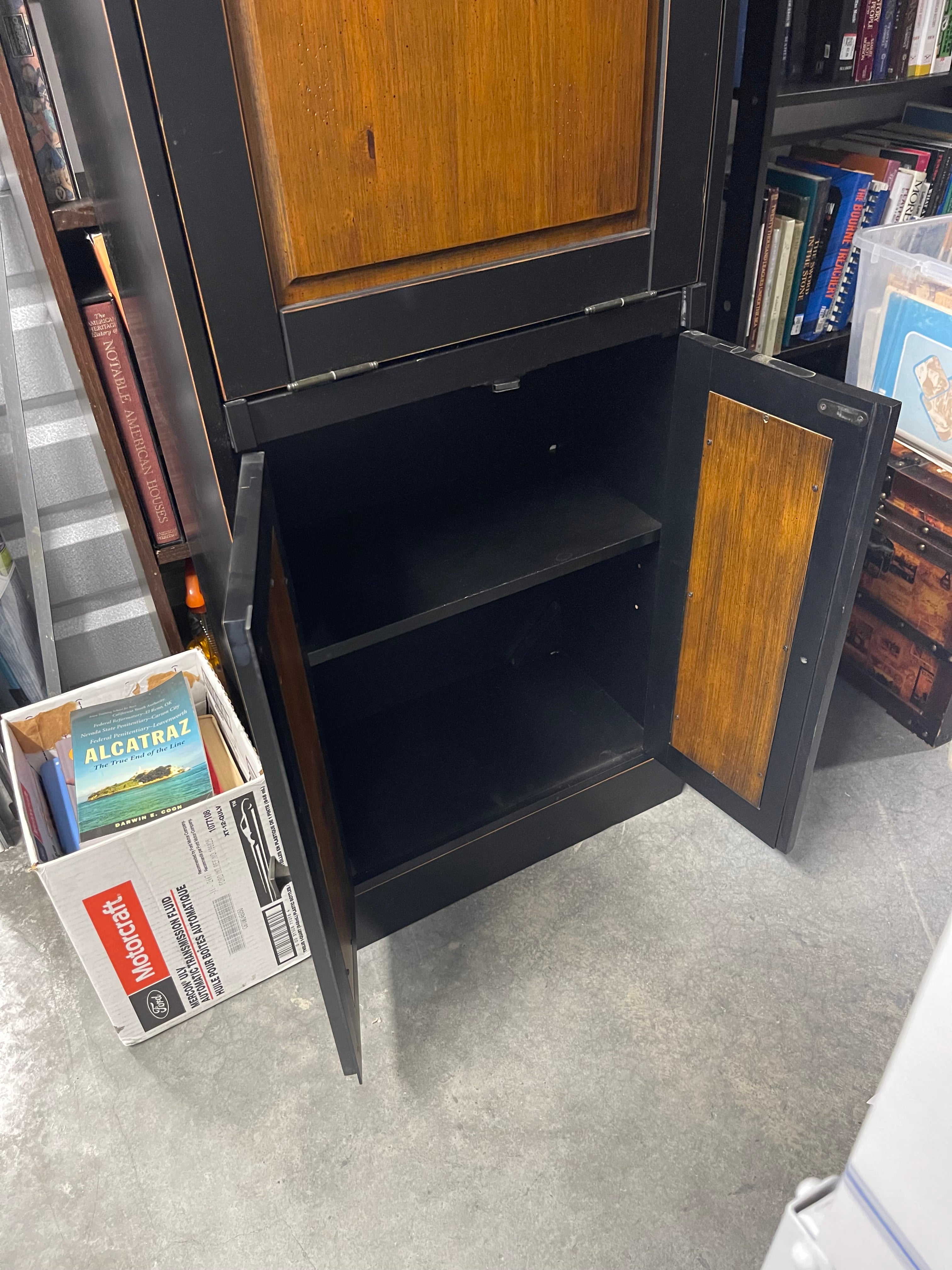 Tall Black and Wood Color Secretary Desk